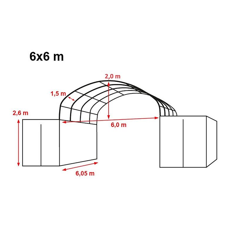 Toolport GmbH Container Überdachung 6x6m Zelthalle Lagerzelt Containerzelt