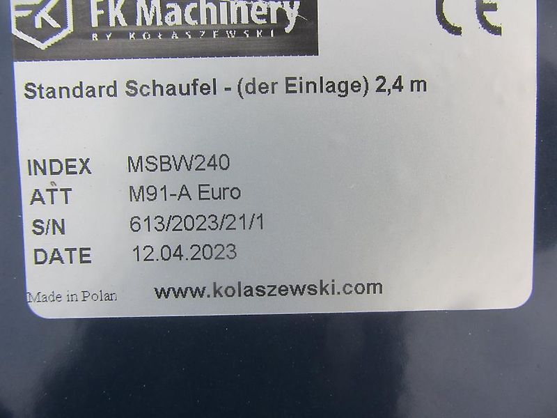 FK Machinery Standard-Schaufel MSBW240 Stoll Baas Alö